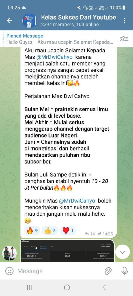 testi member sukses dari youtube mas dwi cahyo 1